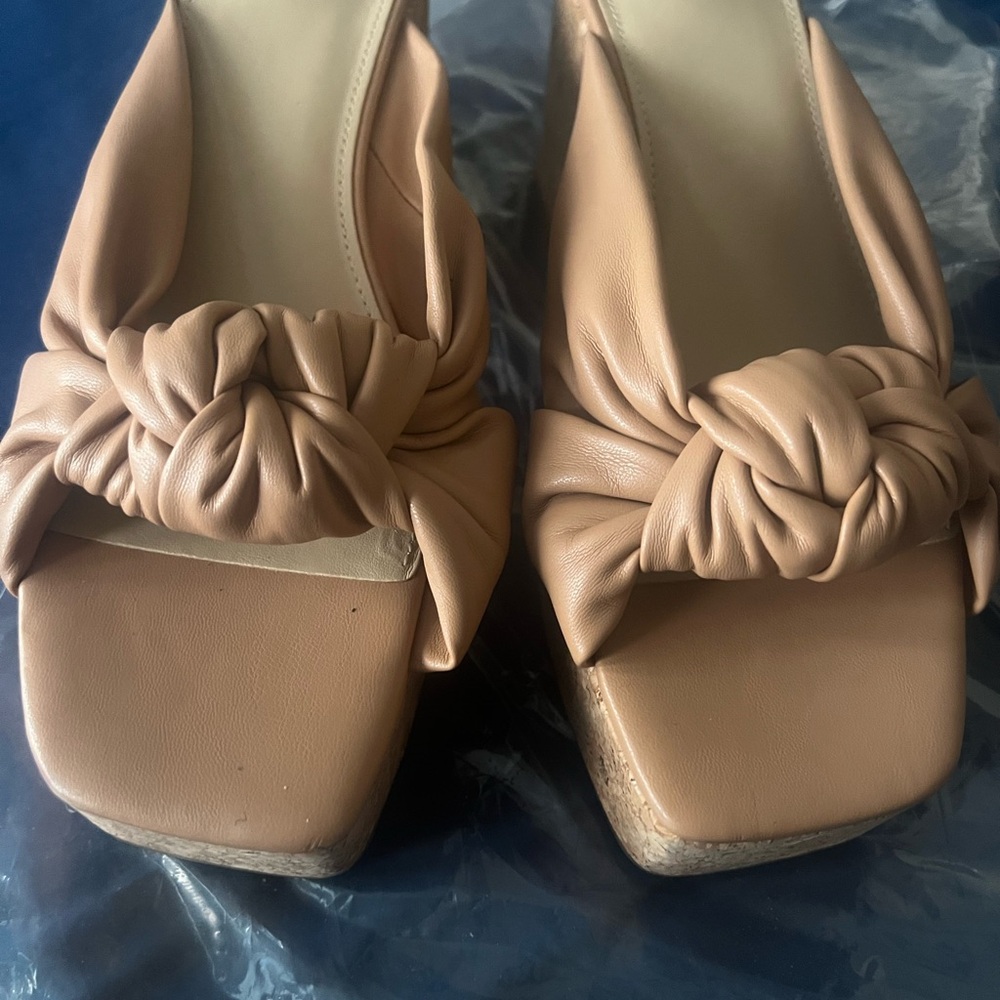 Marc Fisher Tan Knotted Mules
